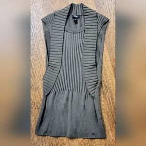 Express Body Contour Sleeveless Olive Ribbed Knit Top Sz S